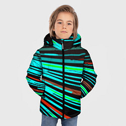 Куртка зимняя для мальчика Расходящиеся неоновые лучи, цвет: 3D-светло-серый — фото 2