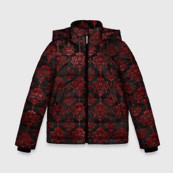 Зимняя куртка для мальчика Красные классические узоры на черном фоне