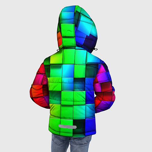 Зимняя куртка для мальчика Цветные неоновые кубы / 3D-Черный – фото 4