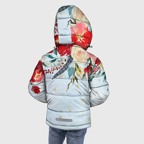 Зимняя куртка для мальчика Новогодний букет из роз / 3D-Красный – фото 4