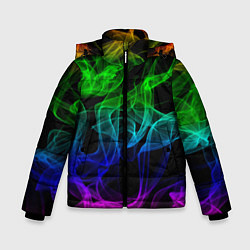 Куртка зимняя для мальчика Разноцветный неоновый дым, цвет: 3D-светло-серый