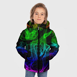 Куртка зимняя для мальчика Разноцветный неоновый дым, цвет: 3D-черный — фото 2