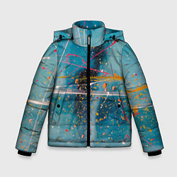 Куртка зимняя для мальчика Абстрактный голубой фон, тени и краски, цвет: 3D-красный