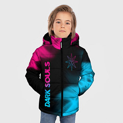 Куртка зимняя для мальчика Dark Souls - neon gradient: надпись, символ, цвет: 3D-черный — фото 2