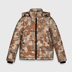 Куртка зимняя для мальчика Цифровой камуфляж - серо-коричневый, цвет: 3D-черный