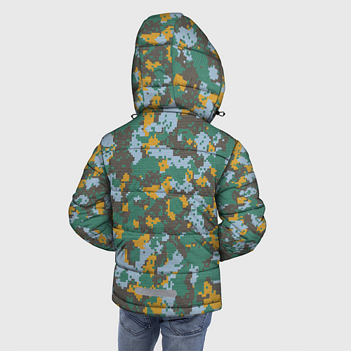 Зимняя куртка для мальчика Цифровой камуфляж - зелено-голубой / 3D-Черный – фото 4