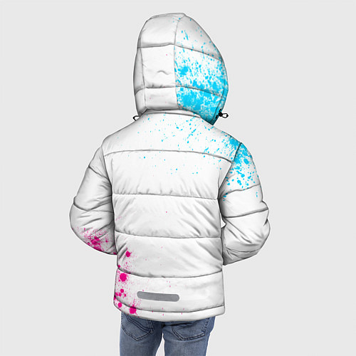 Зимняя куртка для мальчика Barcelona neon gradient style: надпись, символ / 3D-Черный – фото 4
