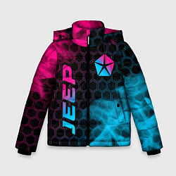 Куртка зимняя для мальчика Jeep - neon gradient: надпись, символ, цвет: 3D-черный