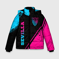 Куртка зимняя для мальчика Sevilla - neon gradient: надпись, символ, цвет: 3D-черный