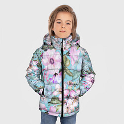 Куртка зимняя для мальчика Яблоня в цвету акварель, цвет: 3D-светло-серый — фото 2