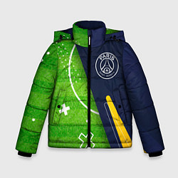 Куртка зимняя для мальчика PSG football field, цвет: 3D-черный