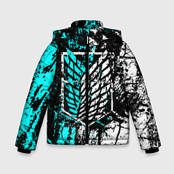 Куртка зимняя для мальчика Атака титанов гранж, цвет: 3D-черный