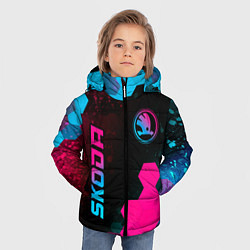 Куртка зимняя для мальчика Skoda - neon gradient: надпись, символ, цвет: 3D-черный — фото 2