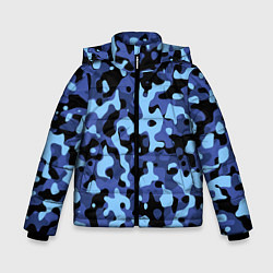 Куртка зимняя для мальчика Камуфляж Sky Blue, цвет: 3D-черный