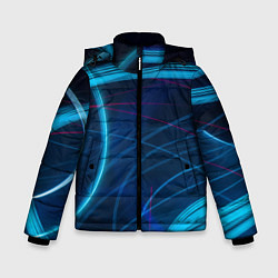 Зимняя куртка для мальчика Синие абстрактные линии в темноте