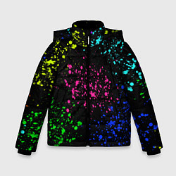 Куртка зимняя для мальчика Брызги неоновых красок, цвет: 3D-черный