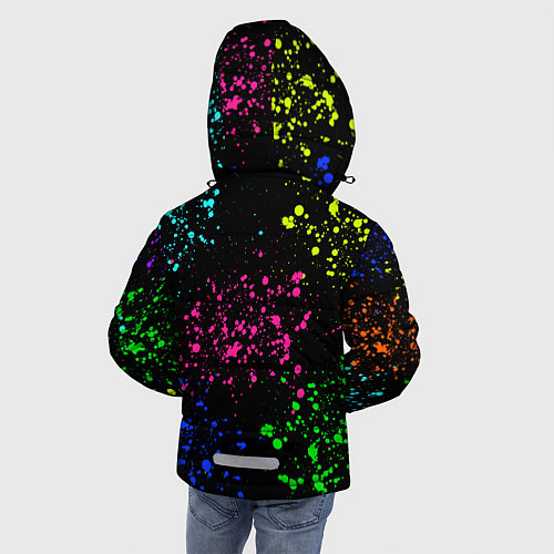 Зимняя куртка для мальчика Брызги неоновых красок / 3D-Черный – фото 4