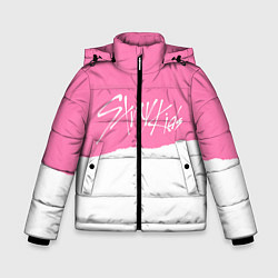 Куртка зимняя для мальчика Stray Kids pink and white, цвет: 3D-светло-серый