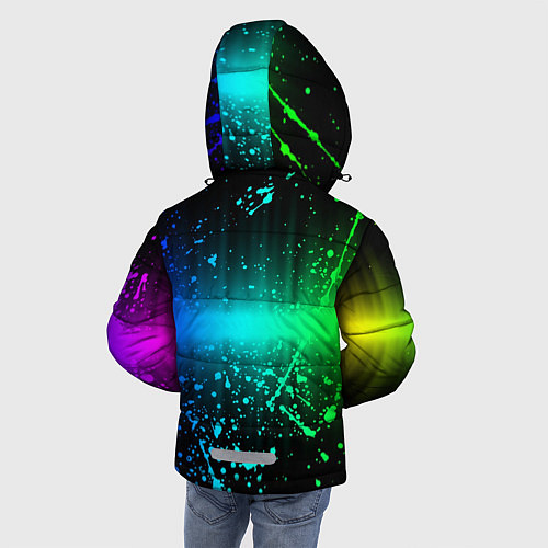 Зимняя куртка для мальчика Неоновая абстракция / 3D-Светло-серый – фото 4