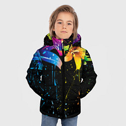 Куртка зимняя для мальчика Цветные лилии, цвет: 3D-светло-серый — фото 2