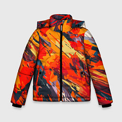 Куртка зимняя для мальчика Оранжевые кляксы, цвет: 3D-светло-серый