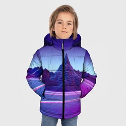 Куртка зимняя для мальчика Neon mountains - Vaporwave, цвет: 3D-светло-серый — фото 2