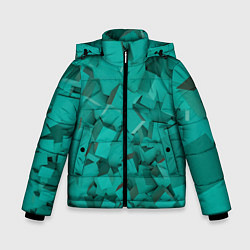 Зимняя куртка для мальчика Абстрактные сине-зелёные кубы