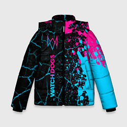 Куртка зимняя для мальчика Watch Dogs - neon gradient: по-вертикали, цвет: 3D-черный
