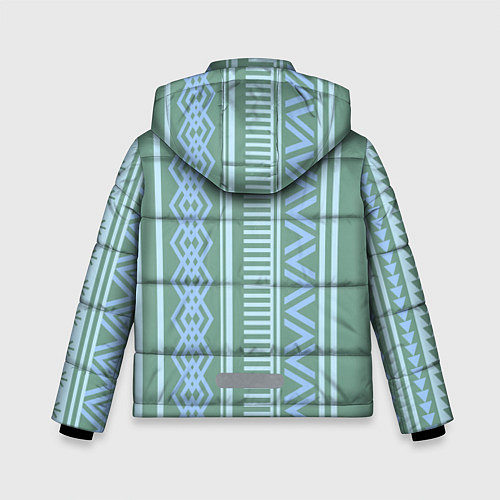 Зимняя куртка для мальчика Зелёные и синие абстрактные узоры / 3D-Светло-серый – фото 2