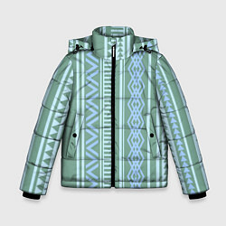Куртка зимняя для мальчика Зелёные и синие абстрактные узоры, цвет: 3D-светло-серый