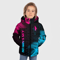 Куртка зимняя для мальчика No Mans Sky - neon gradient: надпись, символ, цвет: 3D-черный — фото 2