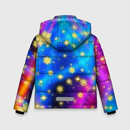 Зимняя куртка для мальчика Снежинки и звезды - яркие цвета / 3D-Светло-серый – фото 2