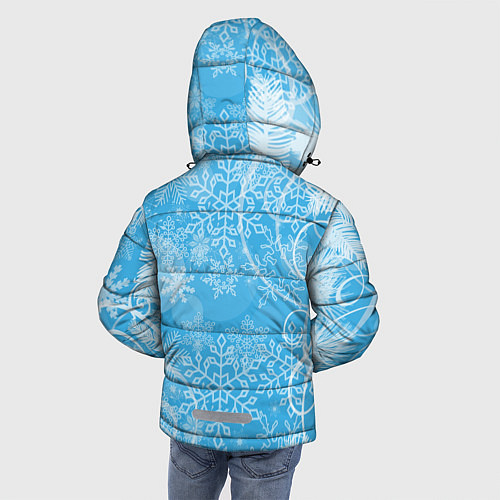 Зимняя куртка для мальчика Морозный узор на голубом стекле / 3D-Черный – фото 4