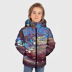 Куртка зимняя для мальчика Тёмный песок и синие блестящие камни, цвет: 3D-светло-серый — фото 2