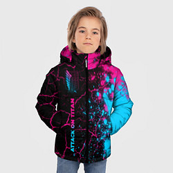 Куртка зимняя для мальчика Attack on Titan - neon gradient: по-вертикали, цвет: 3D-черный — фото 2