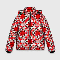 Куртка зимняя для мальчика Белорусская вышивка - орнамент, цвет: 3D-красный