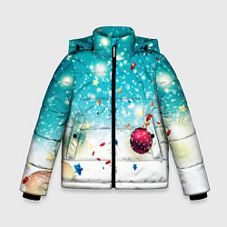 Куртка зимняя для мальчика Шарики новогодние, цвет: 3D-черный