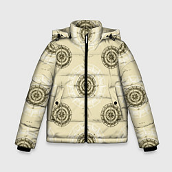 Куртка зимняя для мальчика Винтажный компас, цвет: 3D-черный