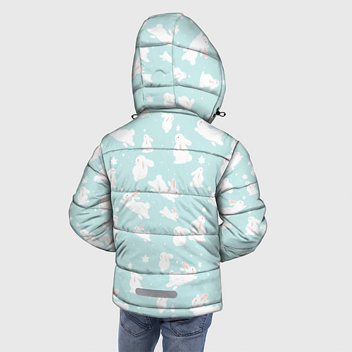Зимняя куртка для мальчика Паттерн из белых зайчиков / 3D-Черный – фото 4