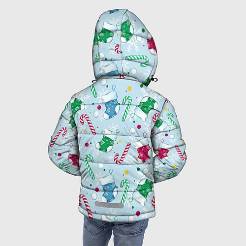 Зимняя куртка для мальчика Новогодний паттерн / 3D-Светло-серый – фото 4