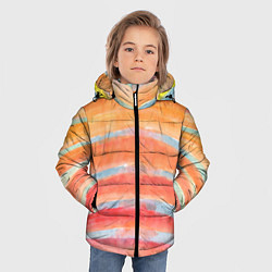 Куртка зимняя для мальчика Оранжевые полосы акварель, цвет: 3D-светло-серый — фото 2