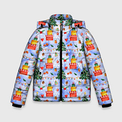 Зимняя куртка для мальчика Новый год - елки и подарки