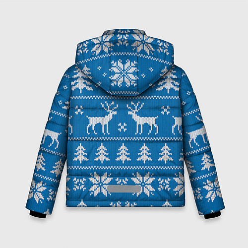 Зимняя куртка для мальчика Рождественский синий свитер с оленями / 3D-Светло-серый – фото 2