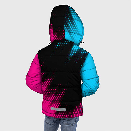 Зимняя куртка для мальчика Audi - neon gradient: надпись, символ / 3D-Черный – фото 4
