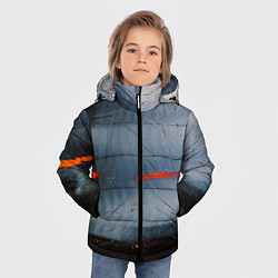 Куртка зимняя для мальчика Абстрактный синий туман и мазки красок, цвет: 3D-светло-серый — фото 2