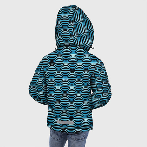 Зимняя куртка для мальчика Объёмные полосы - оптическая иллюзия / 3D-Черный – фото 4