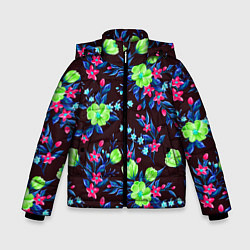 Зимняя куртка для мальчика Неоновые цветы - паттерн