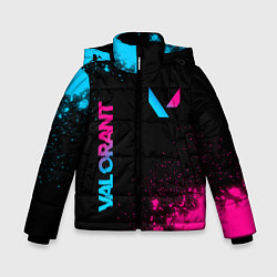 Куртка зимняя для мальчика Valorant - neon gradient: надпись, символ, цвет: 3D-черный