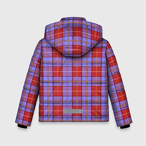 Зимняя куртка для мальчика Ткань Шотландка красно-синяя / 3D-Светло-серый – фото 2