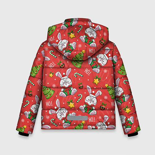 Зимняя куртка для мальчика Новогодний паттерн с кроликом / 3D-Светло-серый – фото 2